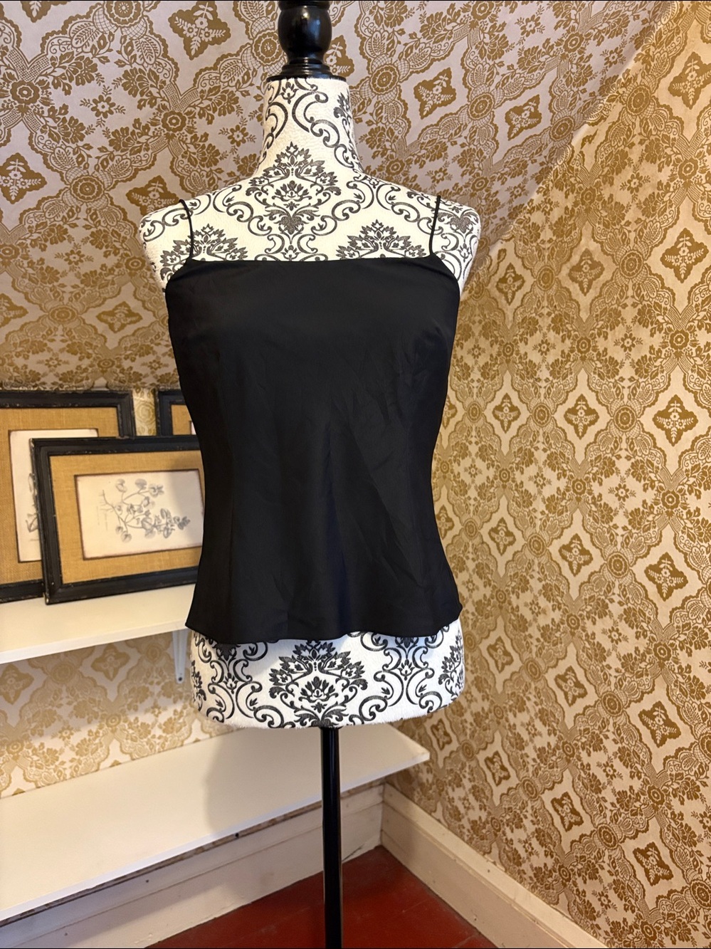 Ann Taylor Black Silk Slim-Strap Cami